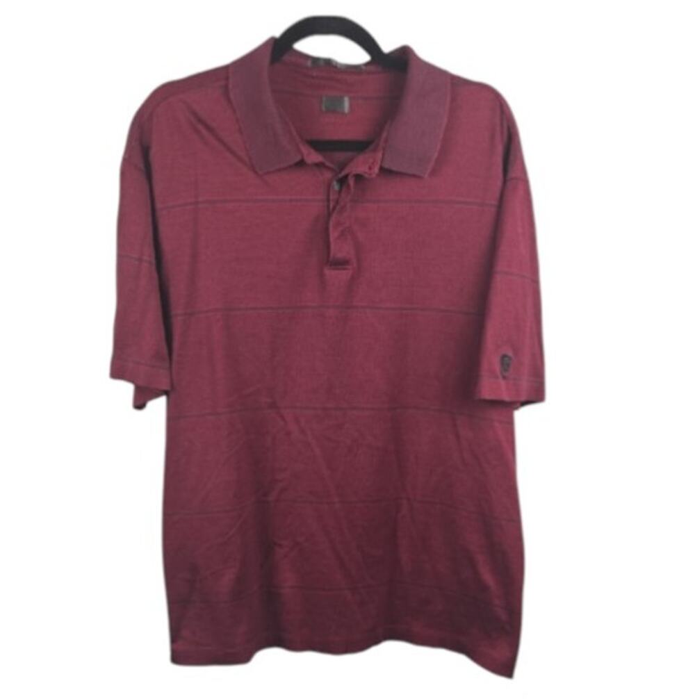 Nike Golf Tiger Woods Collection Polo Shirt Striped Burgundy Large